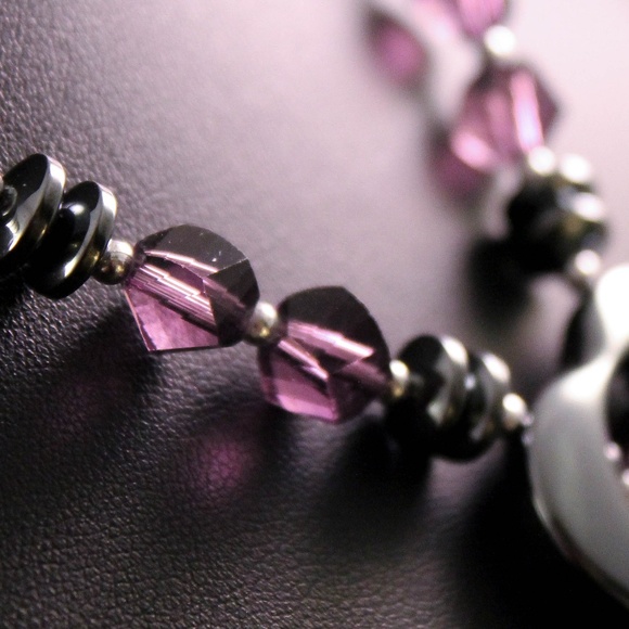 Ironstone Open Heart and Purple Gemstone Necklace - Picture 7 of 7